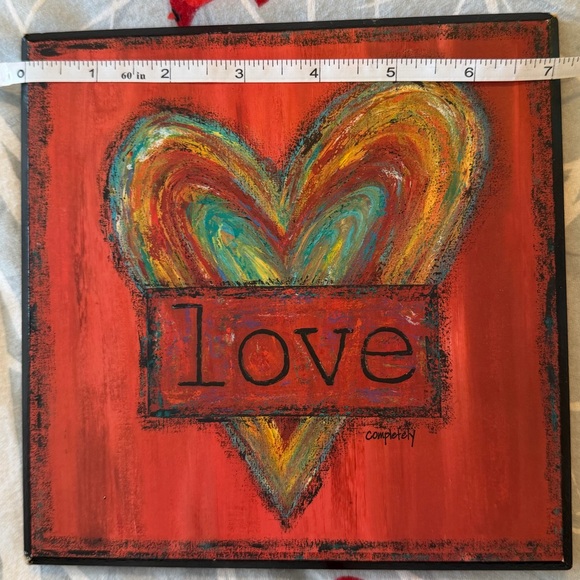 ❤️ Wooden ‘Love Completely’ Art, by ShowOffs Art, 7” x 7”, NWOT ❤️ - Picture 3 of 5